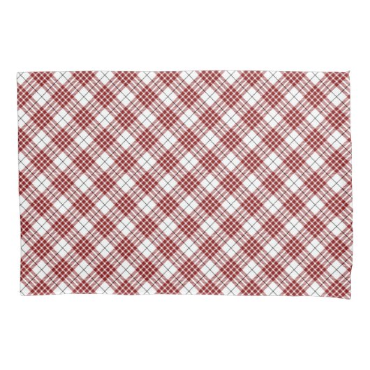 Buchanan tartan red white plaid kussensloop (Voorkant-Links)