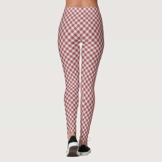 Buchanan tartan red white plaid leggings (Achterkant)
