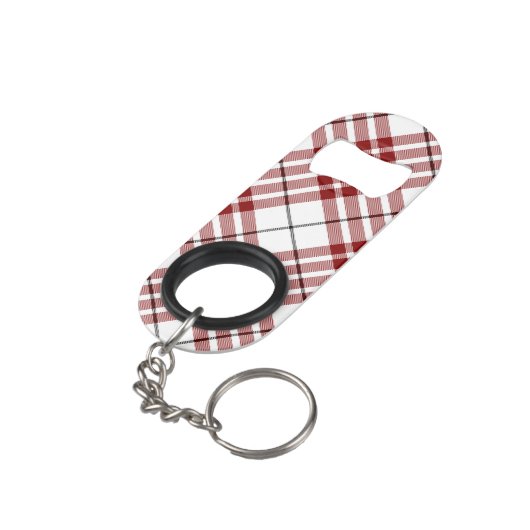 Buchanan tartan red white plaid mini flessenopener (Achterkant Gekanteld)