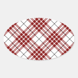 Buchanan tartan red white plaid ovale sticker