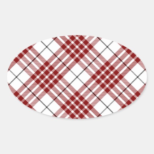 Buchanan tartan red white plaid ovale sticker (Voorkant)