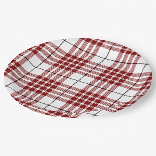 Buchanan tartan red white plaid papieren bordje (Gekanteld)