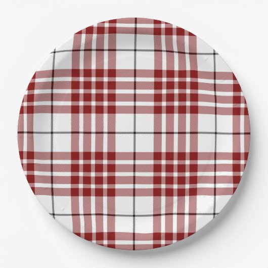 Buchanan tartan red white plaid papieren bordje (Voorkant)