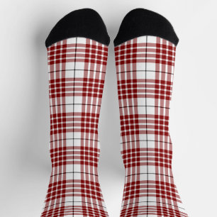 Buchanan tartan red white plaid sokken