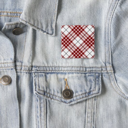 Buchanan tartan red white plaid vierkante button 5,1 cm (In situ)