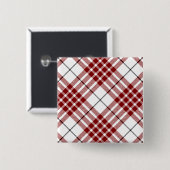 Buchanan tartan red white plaid vierkante button 5,1 cm (Voorkant /achterkant)