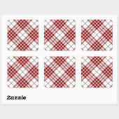 Buchanan tartan red white plaid vierkante sticker (Vel)