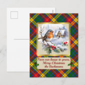 Buchanan Tartan w/Robin Gepersonaliseerd Feestdagenkaart (Voorkant / Achterkant)