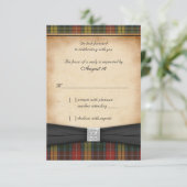 Buchanan Weathered Tartan Huwelijksreactie RSVP-ka RSVP Kaartje (Staand voorkant)