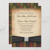 Buchanan Weathered Tartan Wedding Invitation Kaart (Voorkant / Achterkant)