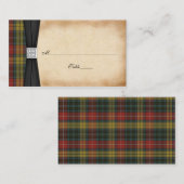 Buchanan Weathered Tartan Wedding Place Cards 2 Plaatskaartje (Voorkant / Achterkant)