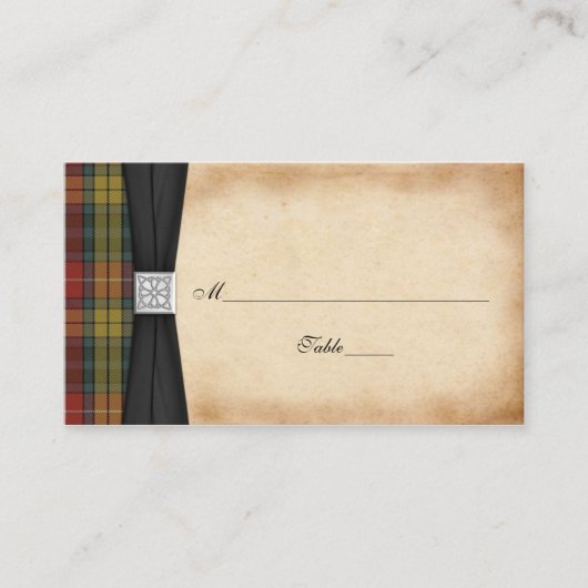 Buchanan Weathered Tartan Wedding Place Cards 2 Plaatskaartje (Voorkant)