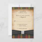 Buchanan Weathered Tartan Wedding Reply RSVP Card (Voorkant)