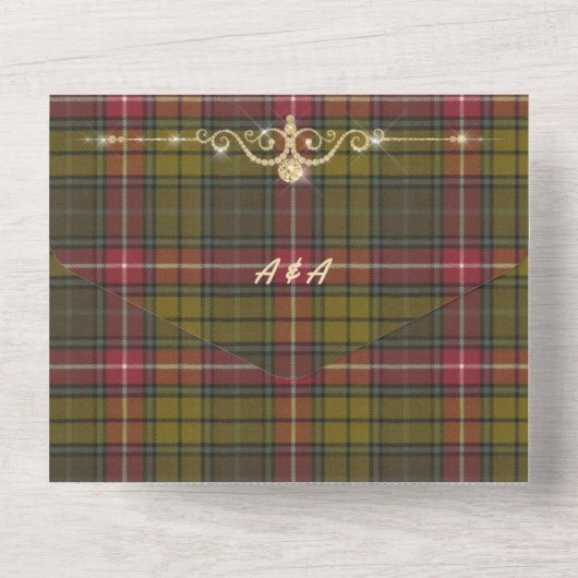 Buchanan wekte Scottish Tartan in één Invi All In One Uitnodiging (Achterkant)