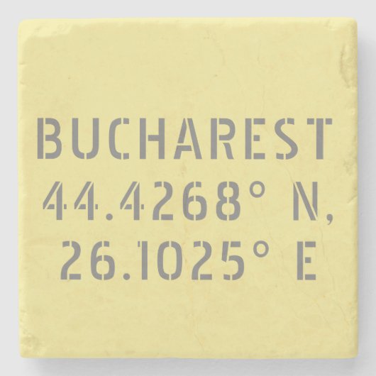 Bucharest Breedtegraad Lengtegraad Stenen Onderzetter (Voorkant)