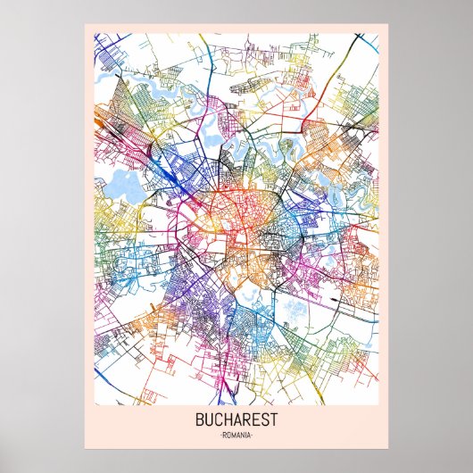Bucharest Romania City Map Poster (Voorkant)