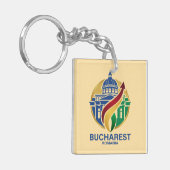 Bucharest Romania Eastern European Sleutelhanger (Voorkant Links)