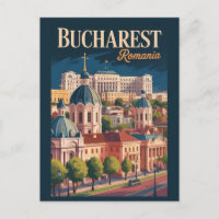 Bucharest Skyline Illustratie Reis Kunst Vintage