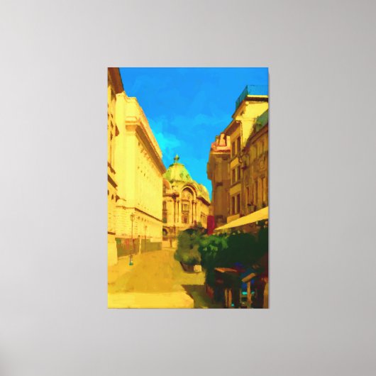 Bucharest Stad Digitaal Schilderij Canvas Afdruk (Voorkant)