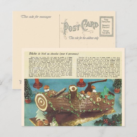 Buche DE Noel, het logboek van Kerstmis Feestdagenkaart (Voorkant / Achterkant)