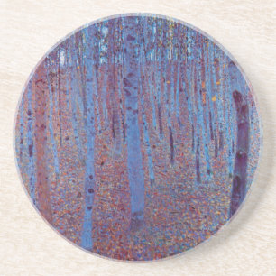 Buchenwald van Gustav Klimt, Vintage Art Nouveau Zandsteen Onderzetter
