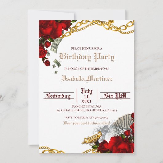 Buchona Birthday Party Invitation Mob Wife Kaart (Voorkant)