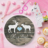 Buck and Doe (blauw) Baby shower Papieren Bordje (Feest)