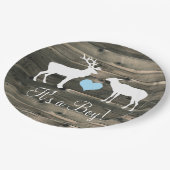 Buck and Doe (blauw) Baby shower Papieren Bordje (Gekanteld)