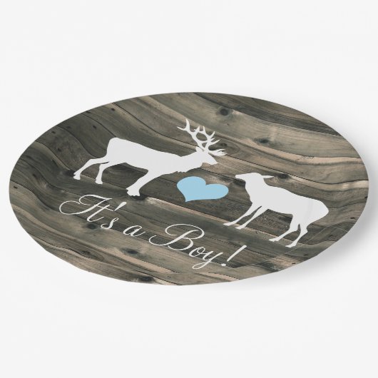 Buck and Doe (blauw) Baby shower Papieren Bordje (Gekanteld)