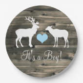 Buck and Doe (blauw) Baby shower Papieren Bordje (Voorkant)