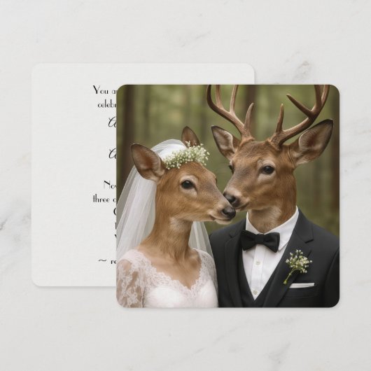 Buck and Doe Deer Wedding In Forest Kaart (Voorkant / Achterkant)