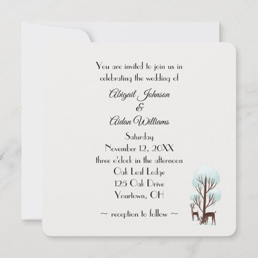 Buck and Doe Deer Wedding In Forest Kaart (Achterkant)