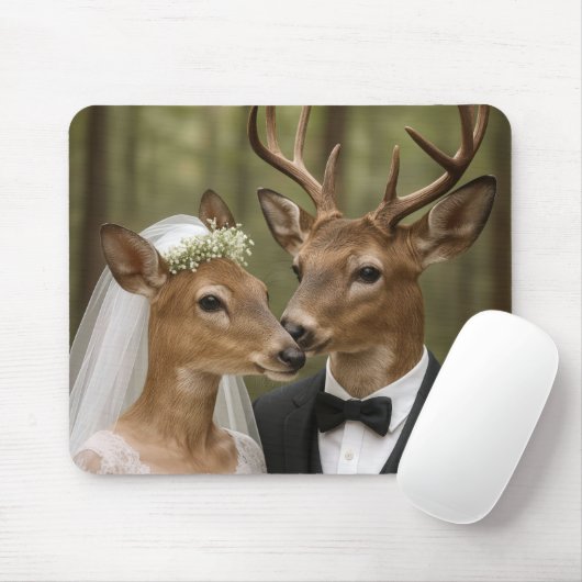 Buck and Doe Deer Wedding In Forest Muismat (Met muis)