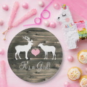 Buck and Doe (roze) Baby shower Papieren Bordje (Feest)