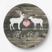 Buck and Doe (roze) Baby shower Papieren Bordje (Voorkant)