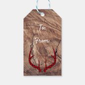 Buck Antler Wood Holiday Gift Label Cadeaulabel (Voorkant)