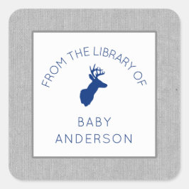 Buck baby shower boekenplank, baby's eerste biblio vierkante sticker