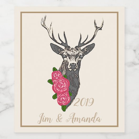 Buck & Buds BOHO Deer Wijn Etiket (Enkel label)