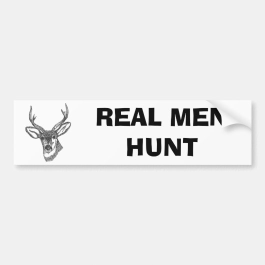 Buck bumpersticker Echte mannen jagen (Voorkant)