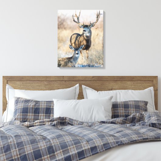 Buck Couple | Mule Deer Canvas Afdruk (Insitu (Slaapkamer))