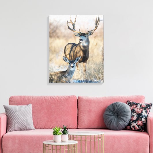 Buck Couple | Mule Deer Canvas Afdruk (Insitu (Woonkamer))