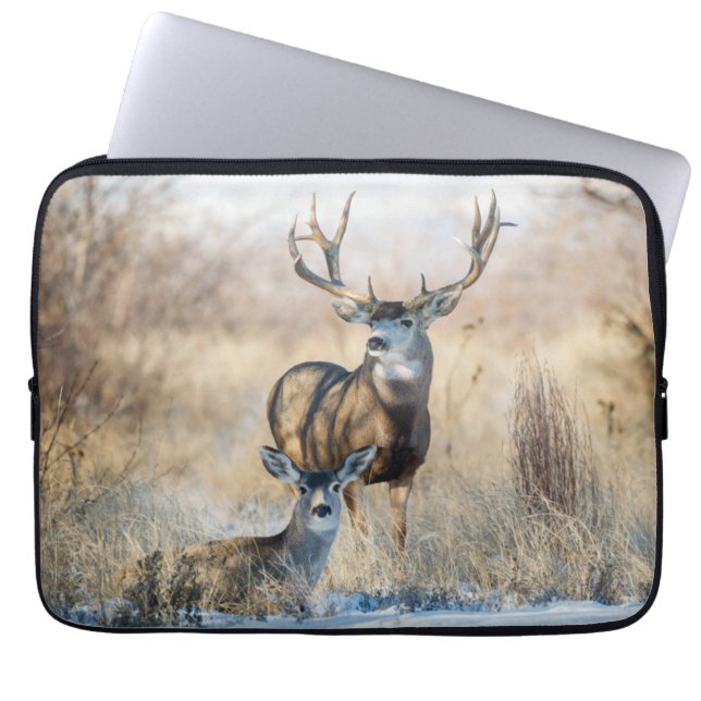 Buck Couple | Mule Deer Laptop Sleeve (Voorkant)
