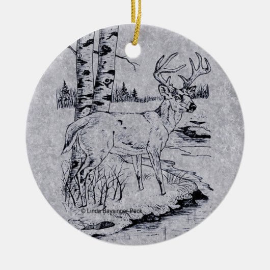 Buck Creek Round Faux Marmer Keramisch Ornament (Voorkant)