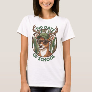 Buck Deer 100th Day of School Camo Student Teacher T-shirt