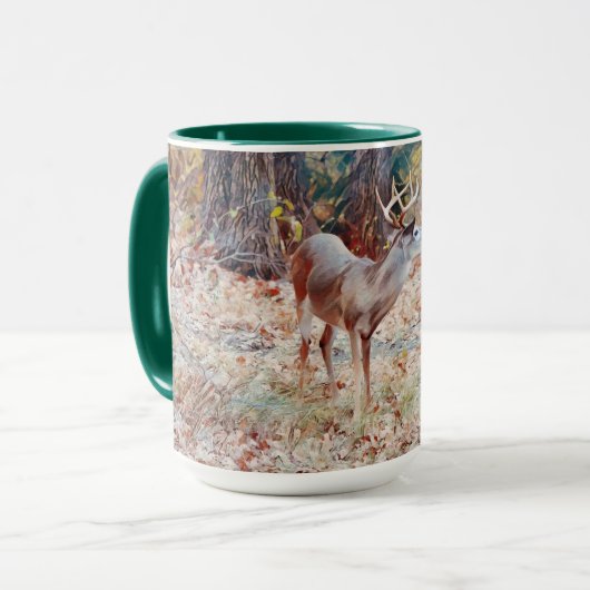 Buck Deer Art Natuur Scene Mok Cup (Voorkant links)