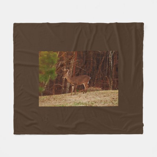 Buck Deer bij de bomen Fleece Deken (Voorkant (Horizontaal))