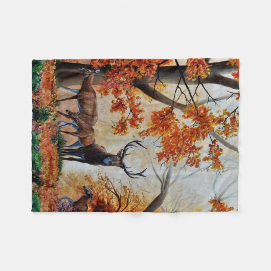 Buck Deer en doe in het herfst bos/fancy ontwerp Fleece Deken (Voorkant (Horizontaal))