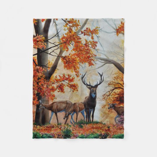 Buck Deer en doe in het herfst bos/fancy ontwerp Fleece Deken (Voorkant)