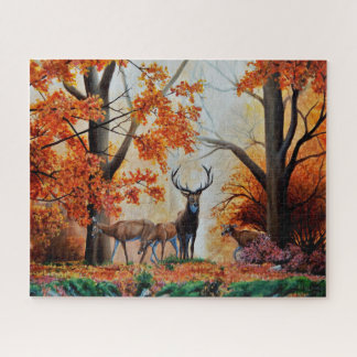 Buck Deer en doe in het herfst bos/fancy ontwerp Legpuzzel