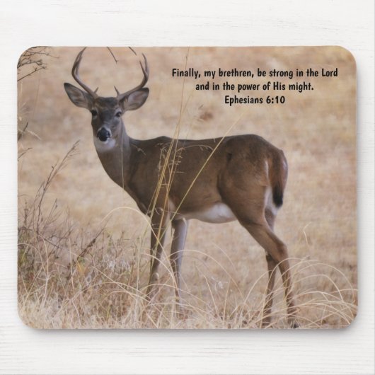 Buck Deer Faith Strong Bible Verse Muismat (Voorkant)